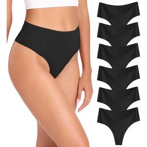 Women's Seamless High Waist Thongs 6 Pack Breathable No Show Panties